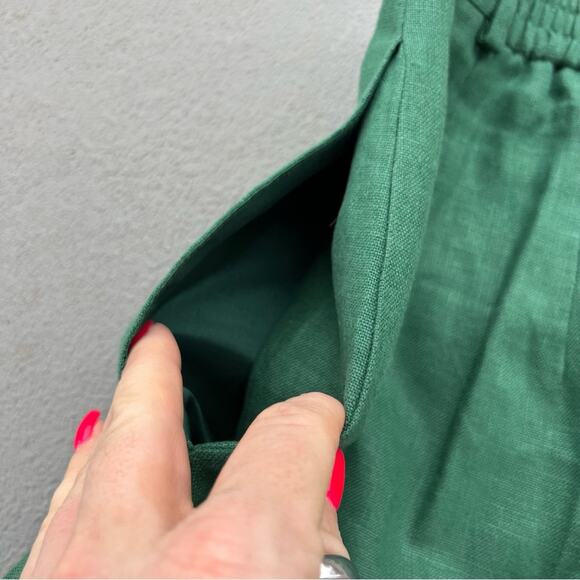 Vintage 90s Alexander Campbell 100% Linen green high waist pleated shorts - Picture 5 of 5